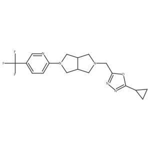 2-{5-[(5-Cyclopropyl-1,3,4-oxadiazol-2-yl)methyl]-octahydropyrrolo[3,4-c]pyrrol-2-yl}-5-(trifluoromethyl)pyridine结构式