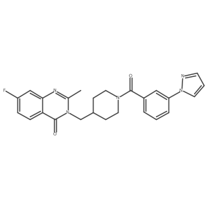 7-fluoro-2-methyl-3-({1-[3-(1H-pyrazol-1-yl)benzoyl]piperidin-4-yl}methyl)-3,4-dihydroquinazolin-4-one Structure