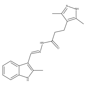 3-(3,5-dimethyl-1H-pyrazol-4-yl)-N-[(E)-(2-methyl-1H-indol-3-yl)methylideneamino]propanamide结构式