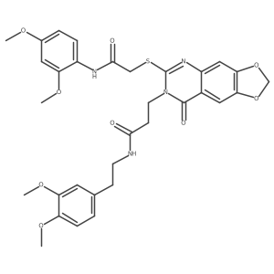 3-[6-({2-[(2,4-dimethoxyphenyl)amino]-2-oxoethyl}thio)-8-oxo[1,3]dioxolo[4,5-g]quinazolin-7(8H)-yl]-N-[2-(3,4-dimethoxyphenyl)ethyl]propanamide Structure