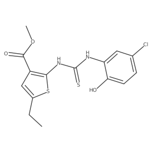 Methyl 2-{[(5-chloro-2-hydroxyphenyl)carbamothioyl]amino}-5-ethylthiophene-3-carboxylate结构式