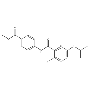Methyl 4-({[5-chloro-2-(isopropylthio)pyrimidin-4-yl]carbonyl}amino)benzoate结构式