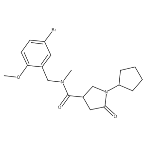 N-[(5-bromo-2-methoxyphenyl)methyl]-1-cyclopentyl-N-methyl-5-oxopyrrolidine-3-carboxamide结构式