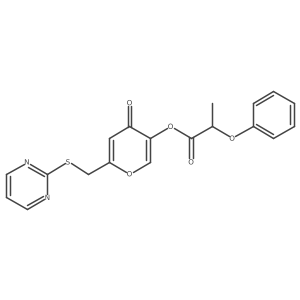 4-oxo-6-((pyrimidin-2-ylthio)methyl)-4H-pyran-3-yl 2-phenoxypropanoate Structure