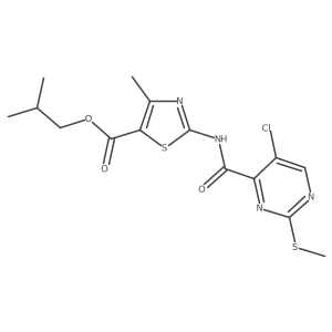 Isobutyl 2-({[5-chloro-2-(methylthio)pyrimidin-4-yl]carbonyl}amino)-4-methyl-1,3-thiazole-5-carboxylate结构式