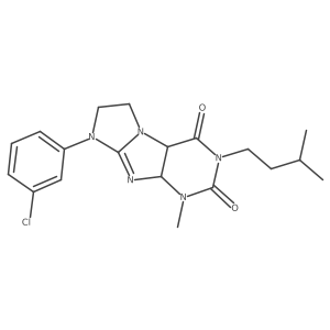 6-(3-Chlorophenyl)-4-methyl-2-(3-methylbutyl)-4a,7,8,9a-tetrahydropurino[7,8-a]imidazole-1,3-dione结构式