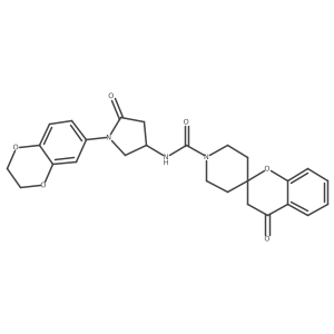 N-(1-(2,3-dihydrobenzo[b][1,4]dioxin-6-yl)-5-oxopyrrolidin-3-yl)-4-oxospiro[chroman-2,4'-piperidine]-1'-carboxamide Structure