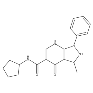 N-cyclopentyl-3-methyl-4-oxo-1-phenyl-3,3a,5,6,7,7a-hexahydro-2H-pyrazolo[3,4-b]pyridine-5-carboxamide结构式