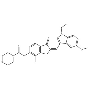 (2E)-2-[(1-ethyl-5-methoxy-1H-indol-3-yl)methylidene]-7-methyl-3-oxo-2,3-dihydro-1-benzofuran-6-yl morpholine-4-carboxylate Structure