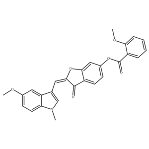 (2E)-2-[(5-methoxy-1-methyl-1H-indol-3-yl)methylidene]-3-oxo-2,3-dihydro-1-benzofuran-6-yl 2-methoxybenzoate结构式