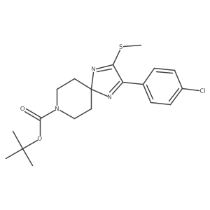 Tert-butyl 2-(4-chlorophenyl)-3-(methylthio)-1,4,8-triazaspiro[4.5]deca-1,3-diene-8-carboxylate结构式