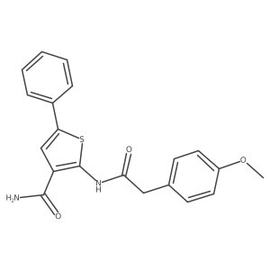 2-(2-(4-Methoxyphenyl)acetamido)-5-phenylthiophene-3-carboxamide结构式