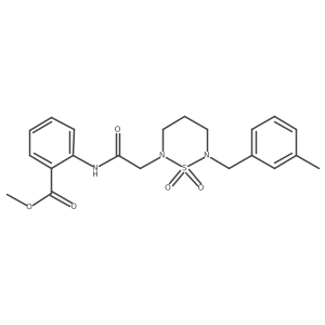 Methyl 2-(2-(6-(3-methylbenzyl)-1,1-dioxido-1,2,6-thiadiazinan-2-yl)acetamido)benzoate结构式