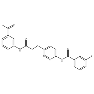 N-(6-((2-((3-acetylphenyl)amino)-2-oxoethyl)thio)pyridazin-3-yl)-3-fluorobenzamide结构式