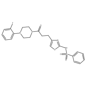 N-(4-{3-[4-(2-fluorophenyl)piperazin-1-yl]-3-oxopropyl}-1,3-thiazol-2-yl)benzenesulfonamide结构式