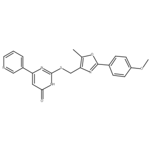 2-(((2-(4-methoxyphenyl)-5-methyloxazol-4-yl)methyl)thio)-6-(pyridin-3-yl)pyrimidin-4(3H)-one结构式