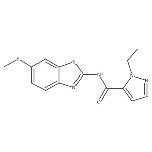 1-ethyl-N-(6-(methylthio)benzo[d]thiazol-2-yl)-1H-pyrazole-5-carboxamide结构式