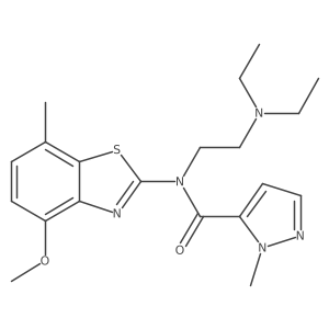 N-(2-(Diethylamino)ethyl)-N-(4-methoxy-7-methylbenzo[d]thiazol-2-yl)-1-methyl-1H-pyrazole-5-carboxamide结构式
