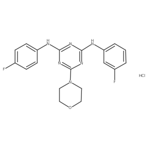 N2-(3-fluorophenyl)-N4-(4-fluorophenyl)-6-morpholino-1,3,5-triazine-2,4-diamine hydrochloride Structure