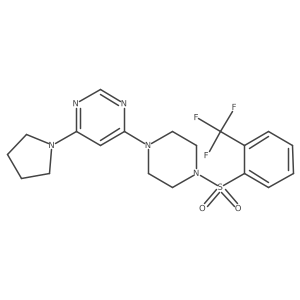 4-(Pyrrolidin-1-yl)-6-(4-((2-(trifluoromethyl)phenyl)sulfonyl)piperazin-1-yl)pyrimidine结构式