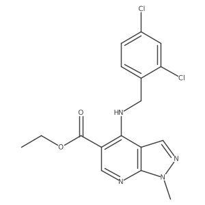 ethyl 4-{[(2,4-dichlorophenyl)methyl]amino}-1-methyl-1H-pyrazolo[3,4-b]pyridine-5-carboxylate结构式