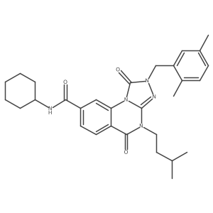 N-cyclohexyl-2-(2,5-dimethylbenzyl)-4-isopentyl-1,5-dioxo-1,2,4,5-tetrahydro-[1,2,4]triazolo[4,3-a]quinazoline-8-carboxamide结构式