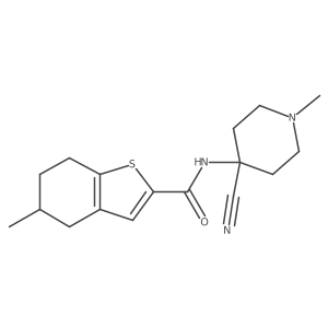 N-(4-cyano-1-methylpiperidin-4-yl)-5-methyl-4,5,6,7-tetrahydro-1-benzothiophene-2-carboxamide结构式