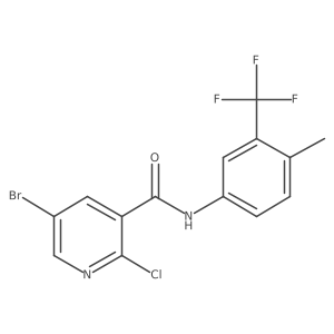 5-bromo-2-chloro-N-[4-methyl-3-(trifluoromethyl)phenyl]pyridine-3-carboxamide Structure