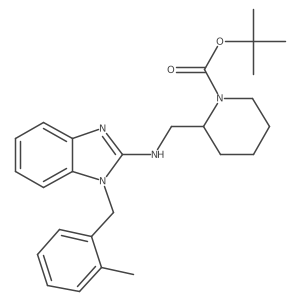 tert-Butyl 2-(((1-(2-methylbenzyl)-1H-benzo[d]imidazol-2-yl)amino)methyl)piperidine-1-carboxylate Structure