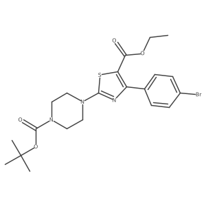 Ethyl 4-(4-bromophenyl)-2-(4-(tert-butoxycarbonyl)piperazin-1-yl)thiazole-5-carboxylate Structure