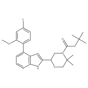 1,1-Dimethylethyl 2-[4-(4-fluoro-2-methoxyphenyl)-1H-pyrrolo[2,3-b]pyridin-2-yl]-5,5-dimethyl-4-morpholinecarboxylate结构式
