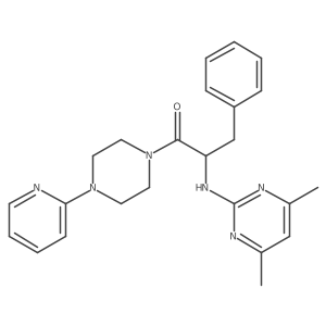 2-[(4,6-Dimethyl-2-pyrimidinyl)amino]-3-phenyl-1-[4-(2-pyridyl)piperazino]-1-propanone结构式
