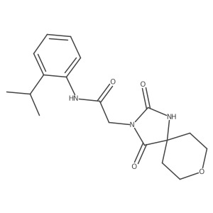 2-(2,4-dioxo-8-oxa-1,3-diazaspiro[4.5]dec-3-yl)-N-(2-isopropylphenyl)acetamide Structure