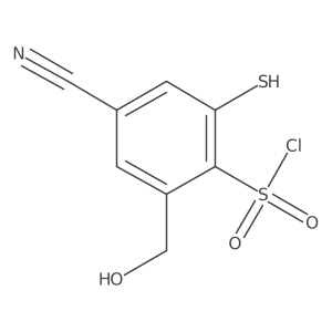 4-Cyano-2-(hydroxymethyl)-6-mercaptobenzene-1-sulfonyl chloride结构式