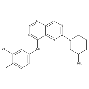 6-(3-Amino-1-piperidinyl)-N-(3-chloro-4-fluorophenyl)pyrimido[5,4-d]pyrimidin-4-amine Structure