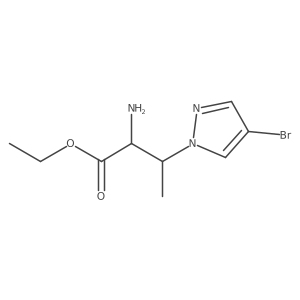 ethyl 2-amino-3-(4-bromo-1H-pyrazol-1-yl)butanoate结构式