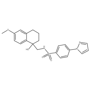 N-((1-hydroxy-6-methoxy-1,2,3,4-tetrahydronaphthalen-1-yl)methyl)-4-(1H-pyrazol-1-yl)benzenesulfonamide结构式