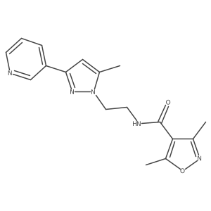 3,5-dimethyl-N-(2-(5-methyl-3-(pyridin-3-yl)-1H-pyrazol-1-yl)ethyl)isoxazole-4-carboxamide Structure