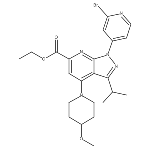 Ethyl 1-(2-bromopyridin-4-yl)-3-isopropyl-4-(4-methoxypiperidin-1-yl)-1H-pyrazolo[3,4-b]pyridine-6-carboxylate Structure