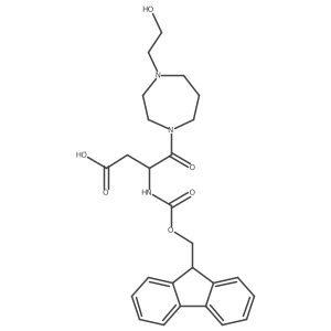 3-({[(9H-fluoren-9-yl)methoxy]carbonyl}amino)-4-[4-(2-hydroxyethyl)-1,4-diazepan-1-yl]-4-oxobutanoic acid结构式