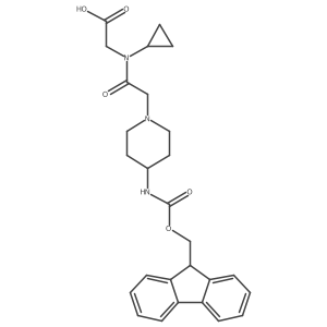 2-{N-cyclopropyl-2-[4-({[(9H-fluoren-9-yl)methoxy]carbonyl}amino)piperidin-1-yl]acetamido}acetic acid结构式