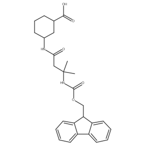 rac-(1R,3S)-3-[3-({[(9H-fluoren-9-yl)methoxy]carbonyl}amino)-3-methylbutanamido]cyclohexane-1-carboxylic acid Structure