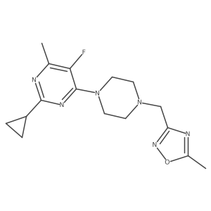 2-Cyclopropyl-5-fluoro-4-methyl-6-{4-[(5-methyl-1,2,4-oxadiazol-3-yl)methyl]piperazin-1-yl}pyrimidine结构式