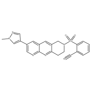 2-{[3-(1-methyl-1H-pyrazol-4-yl)-6H,7H,8H,9H-pyrido[2,3-b]1,6-naphthyridin-7-yl]sulfonyl}benzonitrile Structure