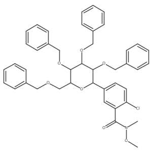 2-chloro-N-methoxy-N-methyl-5-[(2S,3S,4R,5R,6R)-3,4,5-tris(benzyloxy)-6-[(benzyloxy)methyl]oxan-2-yl]benzamide结构式