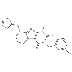 3-(3-chlorobenzyl)-9-(furan-2-ylmethyl)-1-methyl-6,7,8,9-tetrahydropyrimido[2,1-f]purine-2,4(1H,3H)-dione结构式