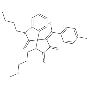 1-butyl-4'-hydroxy-1'-(3-methoxypropyl)-3'-[(4-methylphenyl)carbonyl]spiro[indole-3,2'-pyrrole]-2,5'(1H,1'H)-dione Structure