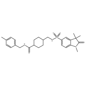 N-[(4-Methylphenyl)methyl]-4-[(1,3,3-trimethyl-2-oxo-2,3-dihydro-1H-indole-5-sulfonamido)methyl]cyclohexane-1-carboxamide结构式