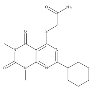 2-(7-cyclohexyl-1,3-dimethyl-2,4-dioxo-pyrimido[4,5-d]pyrimidin-5-yl)sulfanylacetamide Structure