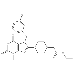 ethyl 2-(4-(7-(3-chlorobenzyl)-3-methyl-2,6-dioxo-2,3,6,7-tetrahydro-1H-purin-8-yl)piperazin-1-yl)acetate结构式
